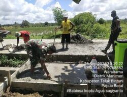 Karya Bhakti Pengecoran Jembatan Tani Oleh Babinsa Koramil 01/Bintuni