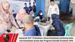 Semarak HUT 14 NasDem, Dinas Kesehatan Jombang Gelar Cek Kesehatan Gratis dan Program DULADI di Kantor DPD Partai NasDem