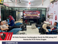 50 Polisi Pendonor Sumbangkan Darah ke PMI Jelang HUT Humas ke-74 di Polres Sragen