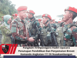 Pangdam IV/Diponegoro Hadiri Upacara Penutupan Pendidikan Dan Penyematan Brevet Komando Angkatan-111 Di Nusakambangan