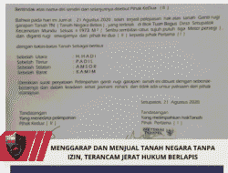 MENGGARAP DAN MENJUAL TANAH NEGARA TANPA IZIN, TERANCAM JERAT HUKUM BERLAPIS