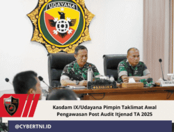 Kasdam IX/Udayana Pimpin Taklimat Awal Pengawasan Post Audit Itjenad TA 2025