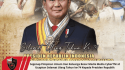 Segenap Pimpinan Umum Dan Keluarga Besar Media Media CyberTNI.id Ucapkan Selamat Ulang Tahun ke-74 Kepada Presiden Republik Indonesia, Jenderal TNI (HOR) (Purn) H. Prabowo Subianto