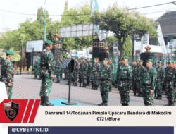 Danramil 14/Todanan Pimpin Upacara Bendera di Makodim 0721/Blora