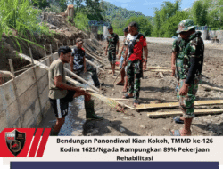 Bendungan Panondiwal Kian Kokoh, TMMD ke-126 Kodim 1625/Ngada Rampungkan 89% Pekerjaan Rehabilitasi