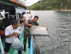 Peduli Kelestarian Danau Toba, TNI–Polri Dan Pemkab Simalungun Tebar Benih Ikan Di Sibaganding