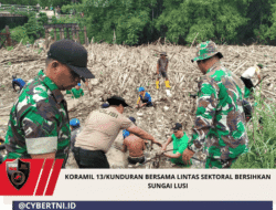 Koramil 13/Kunduran Bersama Lintas Sektoral Bersihkan Sungai Lusi