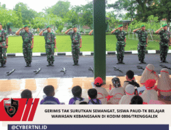 Gerimis Tak Surutkan Semangat, Siswa PAUD-TK Belajar Wawasan Kebangsaan Di Kodim 0806/Trenggalek