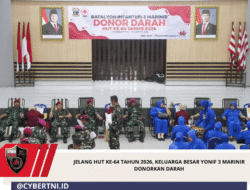 Jelang HUT Ke-64 Tahun 2026, Keluarga Besar Yonif 3 Marinir Donorkan Darah