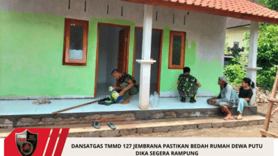 Dansatgas TMMD 127 Jembrana Pastikan Bedah Rumah Dewa Putu Dika Segera Rampung