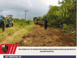 Pra TMMD Ke-127 Kodim 0207/Simalungun Buka Akses Jalan Desa Di Nagori Bahapal