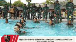 PSJM Korem 084/BJ Uji Ketahanan Prajurit Lewat Hanmars Lari Dan Renang Militer