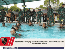 PSJM Korem 084/BJ Uji Ketahanan Prajurit Lewat Hanmars Lari Dan Renang Militer