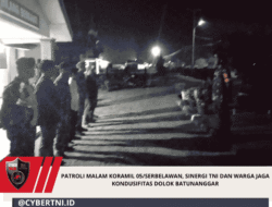 Patroli Malam Koramil 05/Serbelawan, Sinergi TNI Dan Warga Jaga Kondusifitas Dolok Batunanggar