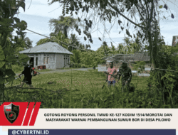 Gotong Royong Personil TMMD ke-127 Kodim 1514/Morotai Dan Masyarakat Warnai Pembangunan Sumur Bor Di Desa Pilowo