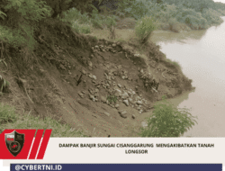 DAMPAK BANJIR SUNGAI CISANGGARUNG  MENGAKIBATKAN TANAH LONGSOR