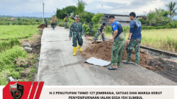 H-2 Penutupan TMMD 127 Jembrana, Satgas dan Warga Kebut Penyempurnaan Jalan Desa Yeh Sumbul