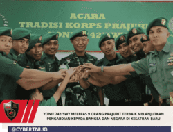 YONIF 742/SWY MELEPAS 9 ORANG PRAJURIT TERBAIK MELANJUTKAN PENGABDIAN KEPADA BANGSA DAN NEGARA DI KESATUAN BARU