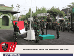Kasdim 0721/Blora Pimpin Upacara Bendera Hari Senin