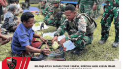 Belanja Kasih Satgas Yonif 743/PSY, Borong Hasil Kebun Mama Papua di Kampung Ginnik