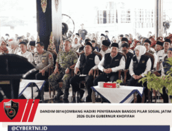 Dandim 0814/Jombang Hadiri Penyerahan Bansos Pilar Sosial Jatim 2026 Oleh Gubernur Khofifah