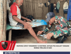 Respons Cepat Yonarmed 12 Kostrad, Satgas Pos Asulait Tangani Warga Terluka di Kaki