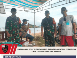 Pengamanan Ketat di Pantai Lariti, Babinsa dan Satpol PP Pastikan Libur Lebaran Aman dan Nyaman
