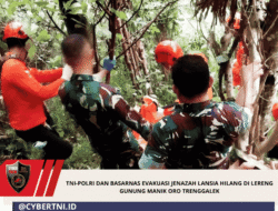 TNI-Polri dan Basarnas Evakuasi Jenazah Lansia Hilang di Lereng Gunung Manik Oro Trenggalek