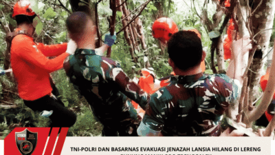 TNI-Polri dan Basarnas Evakuasi Jenazah Lansia Hilang di Lereng Gunung Manik Oro Trenggalek