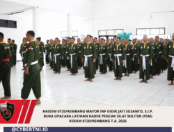 Kasdim 0720/Rembang Mayor Inf Didik Jati Susanto, S.I.P. Buka Upacara Latihan Kader Pencak Silat Militer (PSM) Kodim 0720/Rembang T.A. 2026