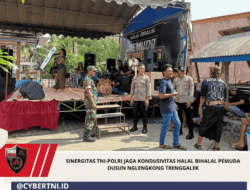 Sinergitas TNI-Polri Jaga Kondusivitas Halal Bihalal Pemuda Dusun Nglengkong Trenggalek