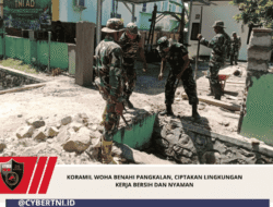Koramil Woha Benahi Pangkalan, Ciptakan Lingkungan Kerja Bersih dan Nyaman