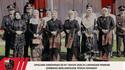Upacara Hardiknas ke-81 Tahun 2026 di Lapangan Pemkab Jombang berlangsung penuh khidmat