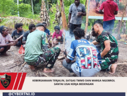 Kebersamaan Terjalin, Satgas TMMD dan Warga Ngobrol Santai Usai Kerja Bedengan