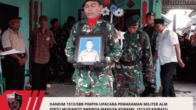 Dandim 1513/SBB Pimpin Upacara Pemakaman Militer Alm Sertu Musianto Babinsa Manusa Koramil 1513-03 Kairatu Kodim 1513/SBB