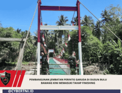 Pembangunan Jembatan Perintis Garuda di Dusun Bulu Bawang kini memasuki tahap finishing