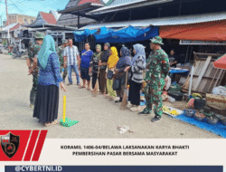 Koramil 1406-04/Belawa Laksanakan Karya Bhakti Pembersihan Pasar Bersama Masyarakat