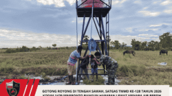 Gotong Royong di Tengah Sawah, Satgas TMMD ke-128 Tahun 2026 Kodim 1425/Jeneponto Bangun Harapan Lewat Menara Air Bersih