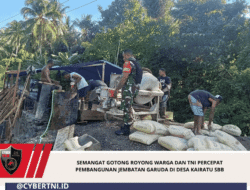 Semangat Gotong Royong Warga dan TNI Percepat Pembangunan Jembatan Garuda di Desa Kairatu SBB