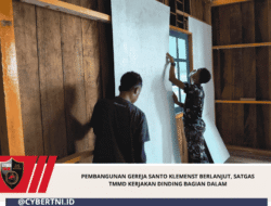 Pembangunan Gereja Santo Klemenst Berlanjut, Satgas TMMD Kerjakan Dinding Bagian Dalam
