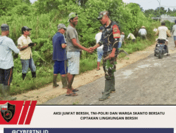 Aksi Jum’at Bersih, TNI-Polri dan Warga Skanto Bersatu Ciptakan Lingkungan Bersih