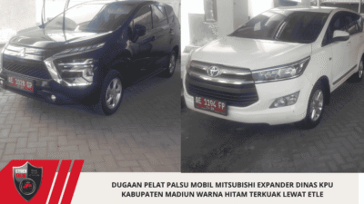 Dugaan Pelat Palsu Mobil Mitsubishi Expander Dinas KPU Kabupaten Madiun Warna Hitam Terkuak Lewat ETLE