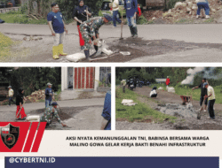 Aksi Nyata Kemanunggalan TNI, Babinsa Bersama Warga Malino Gowa Gelar Kerja Bakti Benahi Infrastruktur
