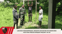 Lakukan Pendampingan, Anggota Satgaster Pos Makir Bina Fisik Para Pemuda Menjadi Prajurit TNI AD