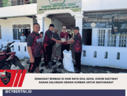 SEMANGAT BERBAGI DI HARI RAYA IDUL ADHA, KODIM 0427/WAY KANAN SALURKAN HEWAN KURBAN UNTUK MASYARAKAT
