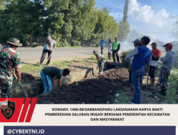 Koramil 1406-08/Sabbangparu Laksanakan Karya Bakti Pembersihan Saluran Irigasi Bersama Pemerintah Kecamatan dan Masyarakat