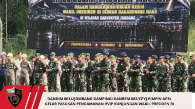 Dandim 0814/Jombang Dampingi Danrem 082/CPYJ Pimpin Apel Gelar Pasukan Pengamanan VVIP Kunjungan Wakil Presiden RI