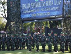 YONIF 763/SBA MELAKSANAKAN UPACARA PENYAMBUTAN PURNA TUGAS SATGAS PAMTAS RI-PNG KEWILAYAHAN