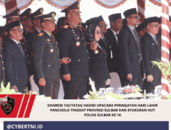 Danrem 142/Tatag Hadiri Upacara Peringatan Hari Lahir Pancasila Tingkat Provinsi Sulbar Dan Syukuran Hut Polda Sulbar Ke-10