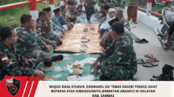 Wujud Rasa Syukur, Danramil 03/ Tebas Hadiri Tradisi Adat Bepapas Atas Dibangunnya Jembatan Aramco di Wilayah Kab. Sambas